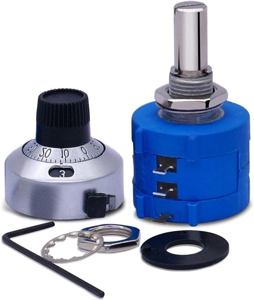 Precisie Potentiometer - Verstelbare Weerstand - Elektronische Regeling - 10-Draai Draadgewonden - 2k Ohm - Zilverkleurig