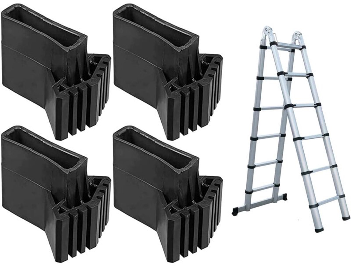 Set van 4 vervangende ladderpoten, rubberen ladderpoten, veiligheidsvoeten voor ladders, beschermhoezen voor ladders, ladderaccessoires, geschikt voor telescoopladders en A-frame ladders.