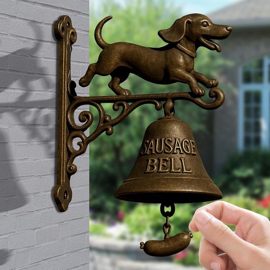 Winkelbel - Deurbel - Gasten Welkom - Uniek Hond Design - 20 cm - Zwart — afbeelding 3