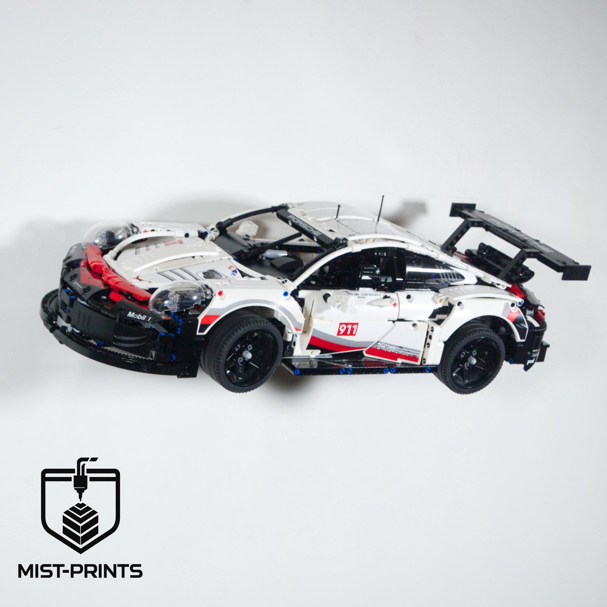 Mist-Prints - Wandbeugel voor bouwset 42096 - Muurhouder voor sportwagenmodel - Geschikt voor LEGO - Zwart - 3D-geprint