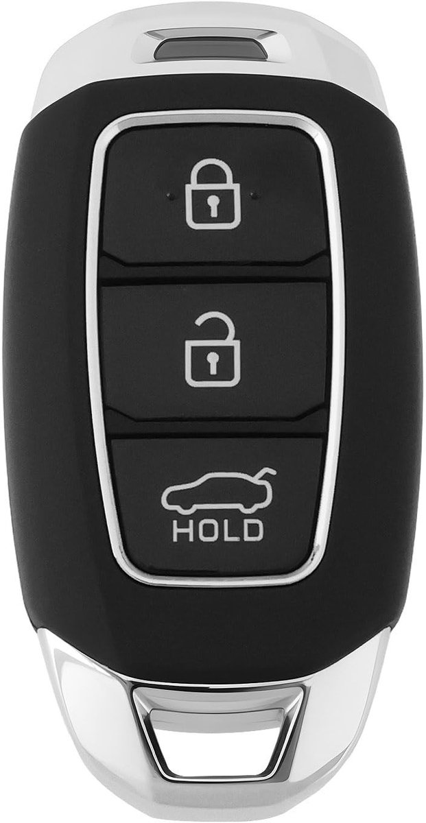 Dailygoods- Knoop Sleutelbehuizing 3 Knoppen - Compatibel met Hyundai Kona/Santa Fe IV - Kunststof - Totale Grootte 76x38,8x17mm - Sleutel Blanco 7,8x47,6mm - Autosleutelbehuizing