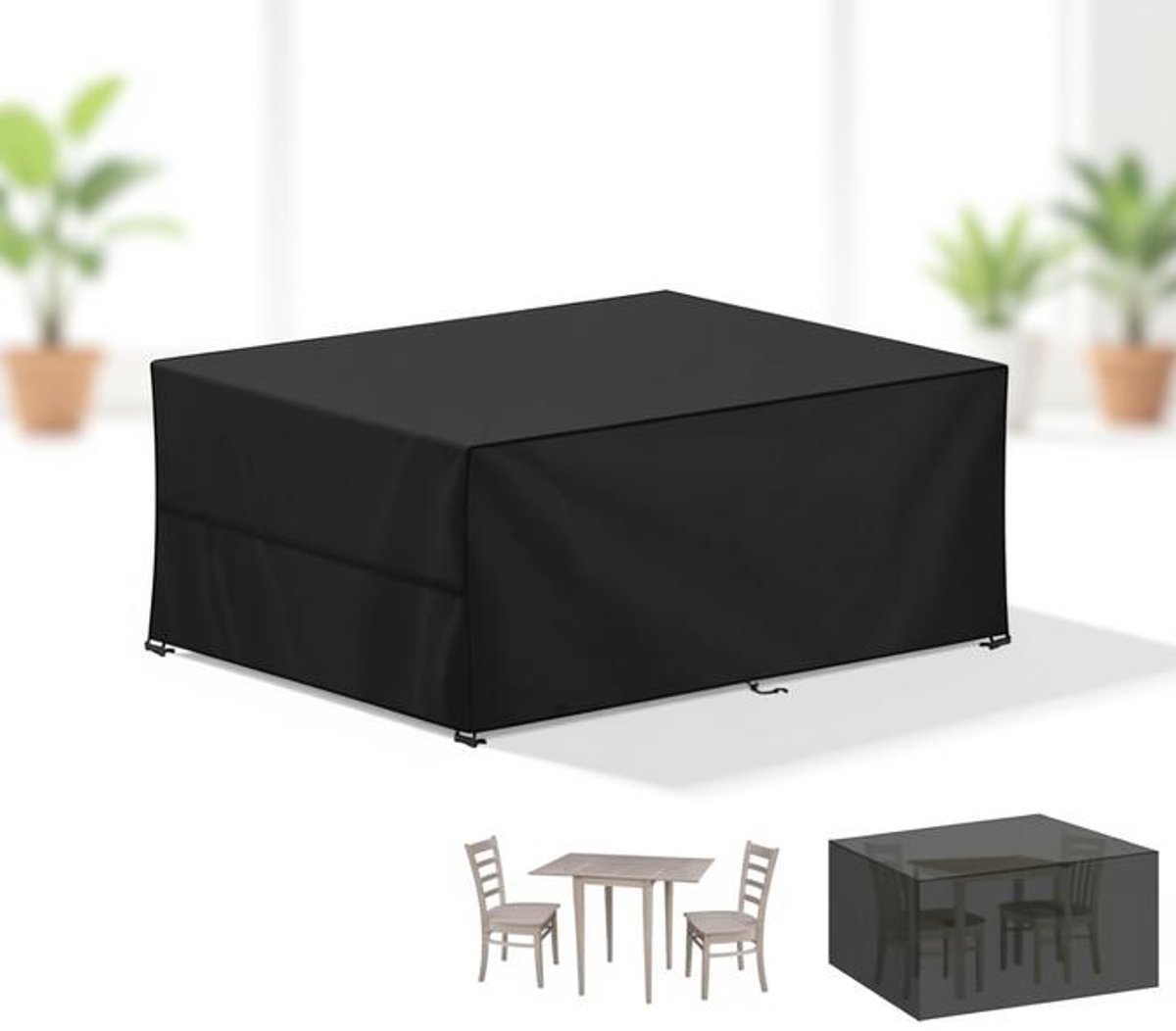 ElleMooi Tuintafelhoes 100x60x74cm Waterdicht Outdoor Tafelhoes 420D Oxford-Stof Winddicht UV-Bestendig Rechthoekig