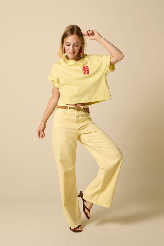 Lichtgeel T-shirt Met Embroidery