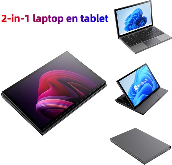 2-in-1 Tablet Laptop 10.95" Touchscreen, Intel Core i5-1240P, 16GB RAM (uitbreidbaar tot 32GB), 1TB SSD (tot 2TB), Gezichtsherkenning, Wi-Fi 6, Metal+Leerlook Behuizing – Draagbare Convertible voor Thuis & Kantoor - XYLORE - Hoofdafbeelding