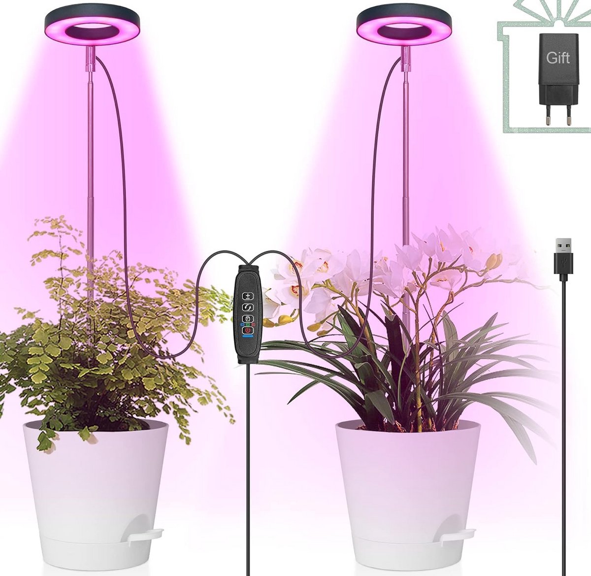 Plantenlamp - Groeilamp - Planten Verzorgen - Volledig Spectrum - 17-63 cm - Roze