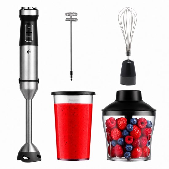 SEPH® Staafmixer 5-in-1 Set – 1200W Staafmixer met Mixerstaaf, Hakmolen, Melkopschuimer, Garde & Maatbeker
