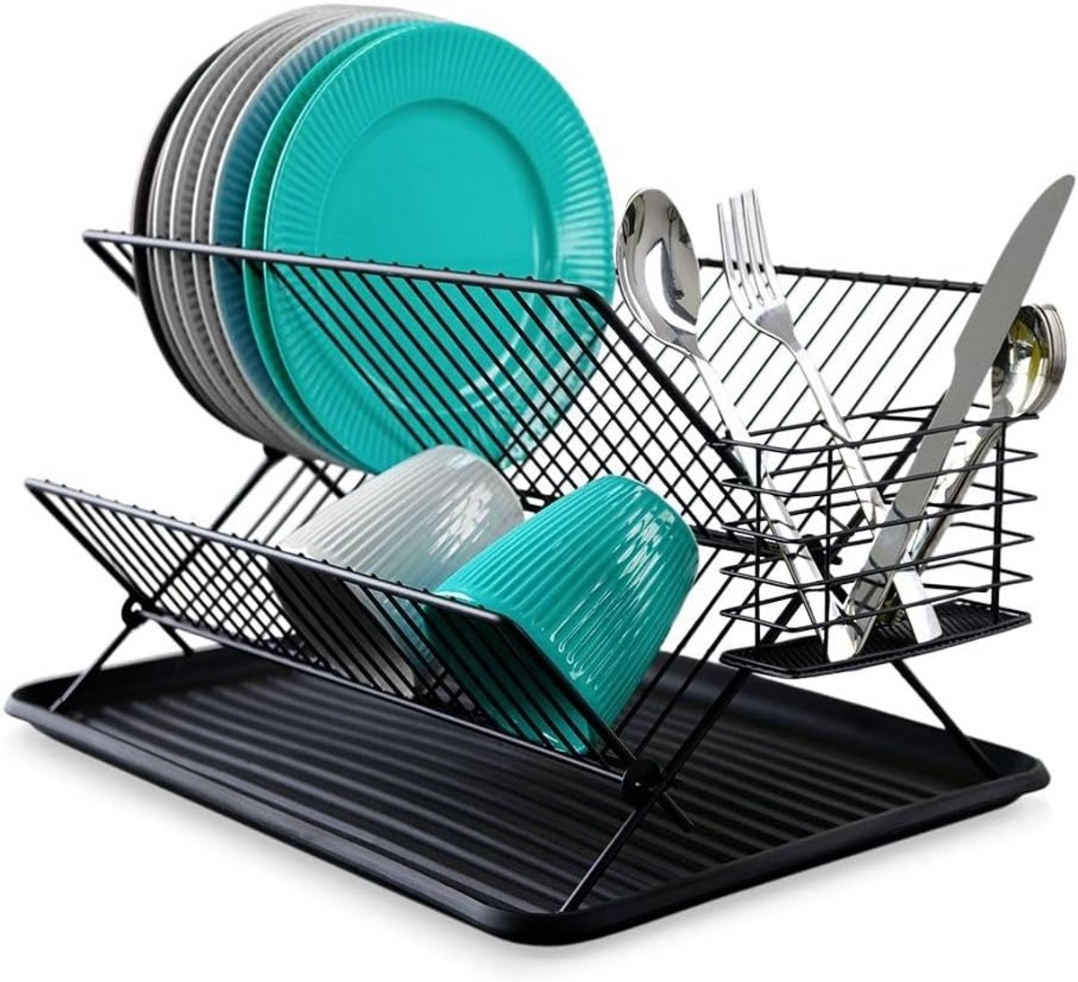 Afdruiprek Keuken - Vaatdroger - Keuken Organiseren - Industriële Stijl - 45 x 32 x 255 cm - Zwart