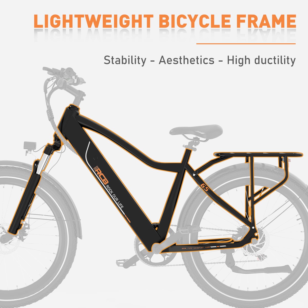 RCB G5 Elektrische Fiets, Trendy 80km City Commuter EBike, 250W, 36V 13Ah, Voorvorkvering, 7 Versnellingen, App, NFC & LCD, Lichtgewicht Aluminium, Zwart, Dames/Heren thumbnail 4