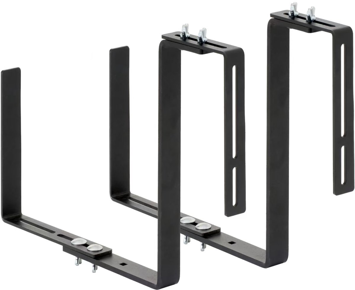 Balkonkast - verstelbaar ijzer - 2 stuks set - tot 24 cm diepte en 15 cm railing - voor zware bloempotten - zwart