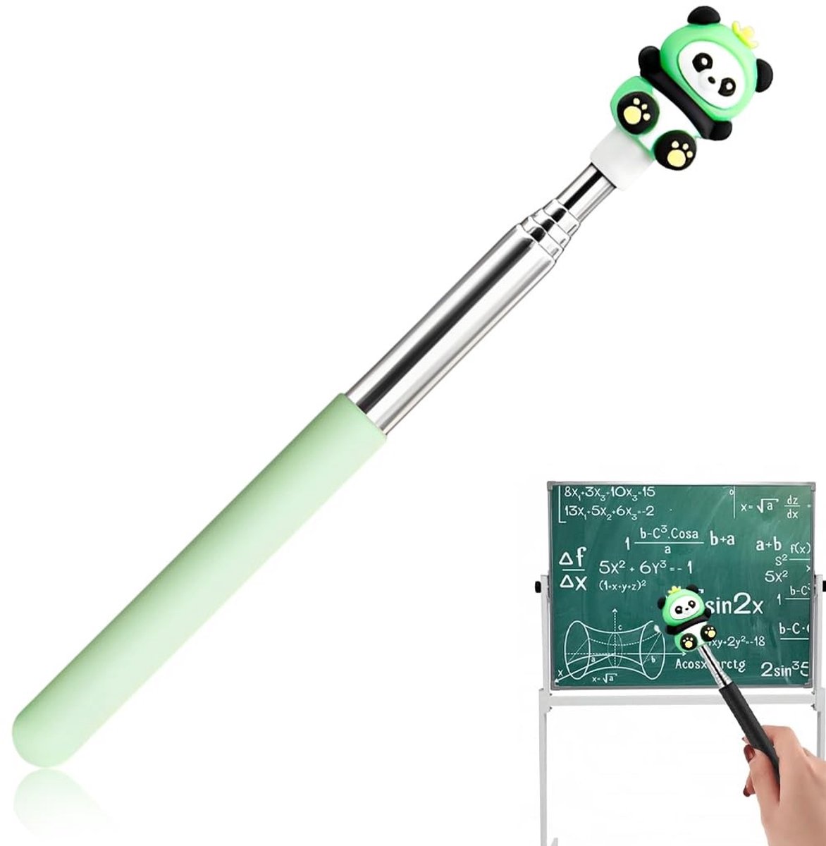 Dailygoods- Leerstok Telescopisch - Hoogwaardig Roestvrij Staal - Intrekbare Vingerpointer - Hulpgereedschap voor Leraren - Flexibel en Lichtgewicht - Handvat van Siliconen - Aanwijzer