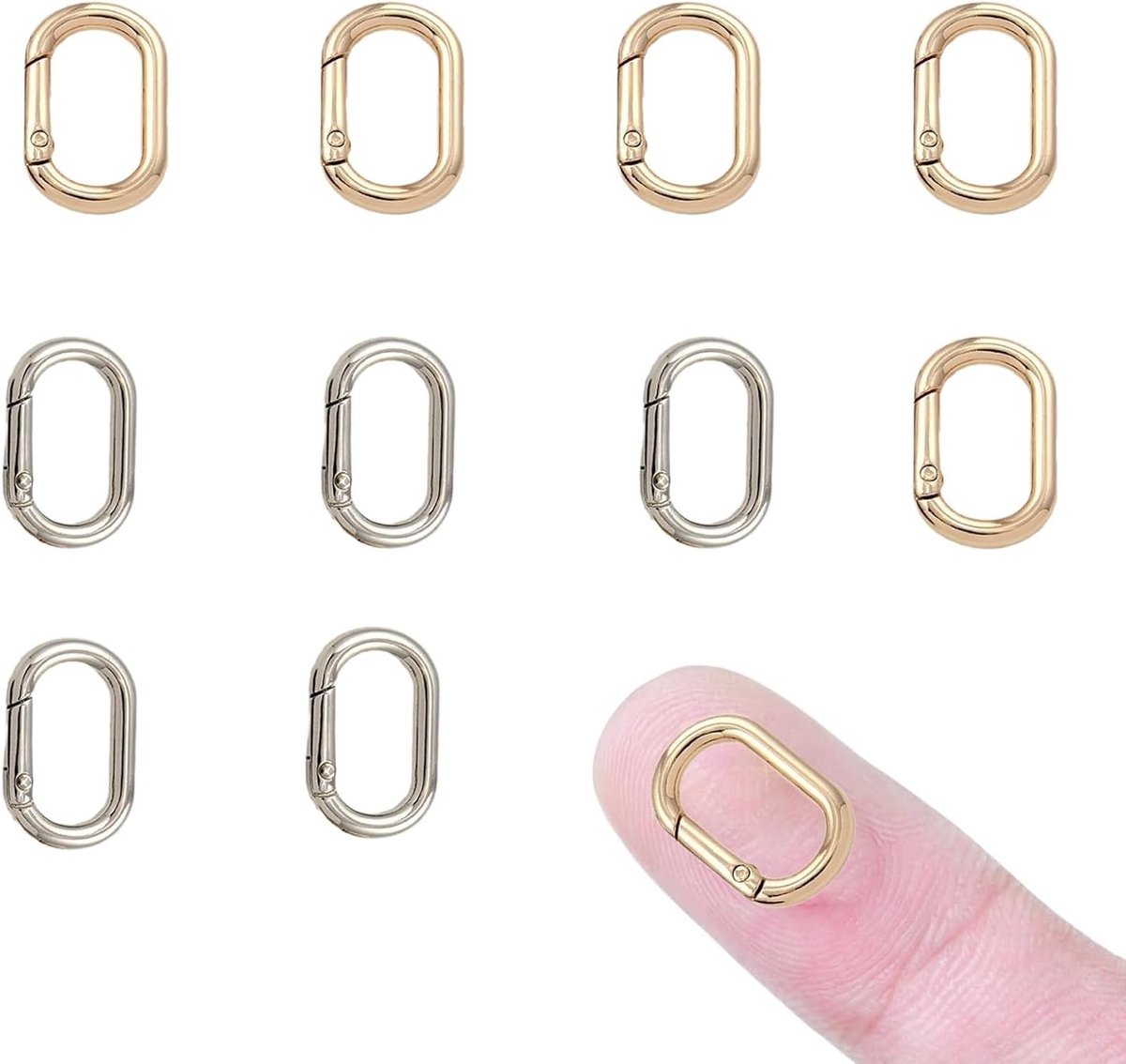 10 Stuks Ovalen Veerring Haken met Lobster Clasp - Metalen Carabiner Haken voor Kettingen en Accessoires