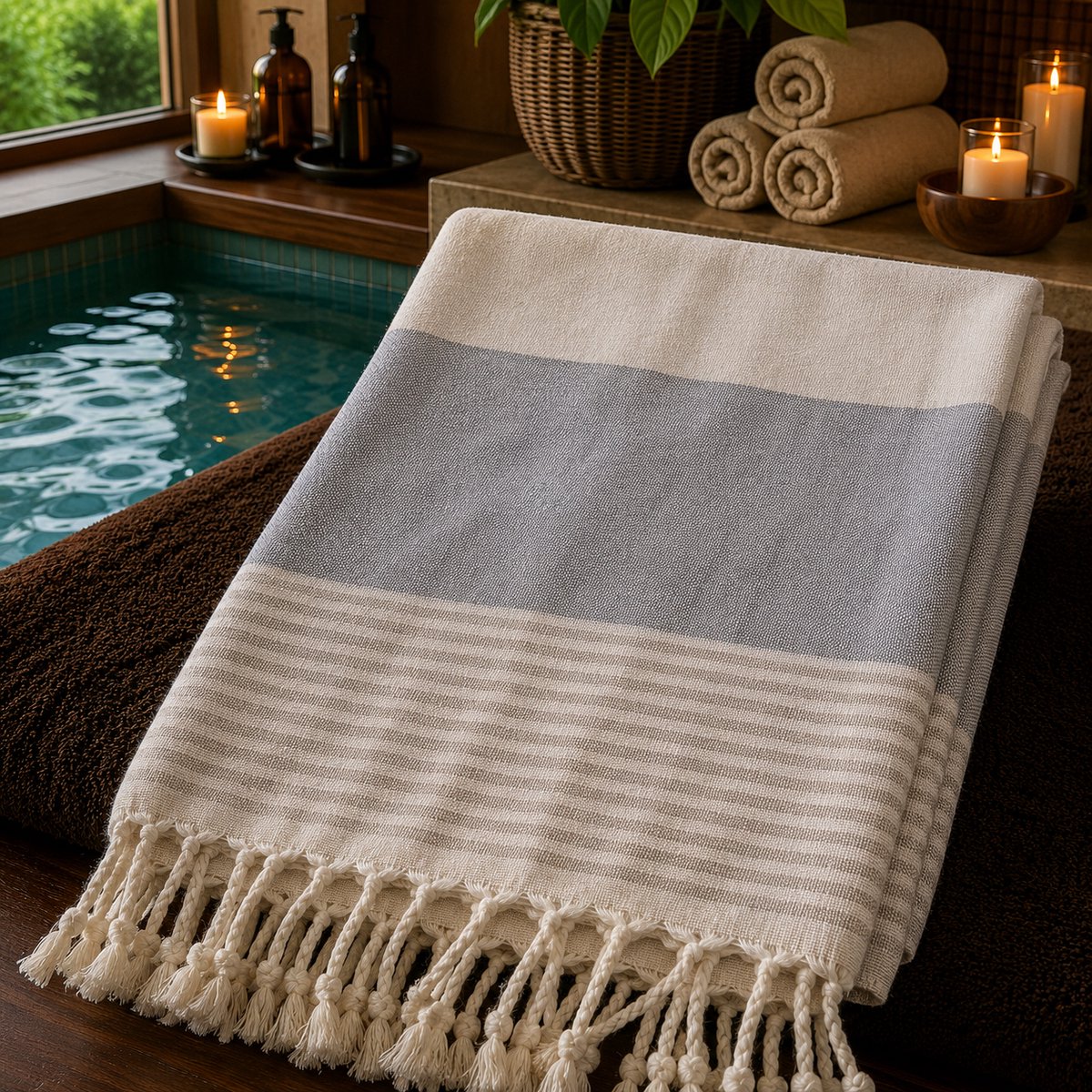 100% Katoenen Colorloop Hamamdoek – Turkse Handdoek & Strandlaken – Voor Sauna, Spa en Wellness