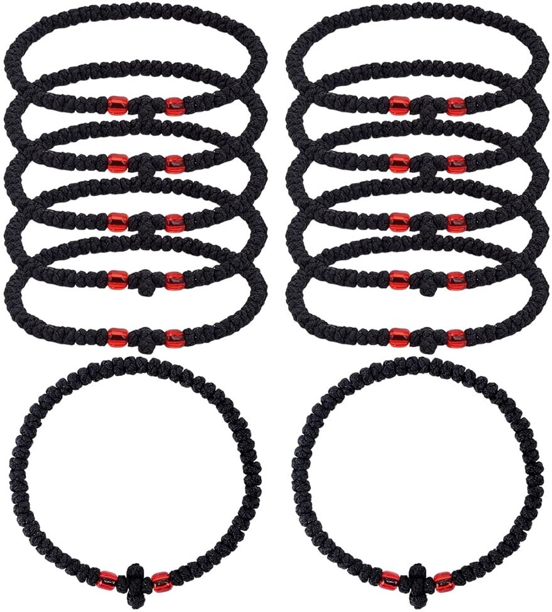 Dailygoods- Gebedstouw 12 Stuks - Handgemaakte Kruisarmbanden - Christelijke Decoratie - Gevlochten Touwen - Persoonlijk Gebruik - 4 mm Breed - Armband