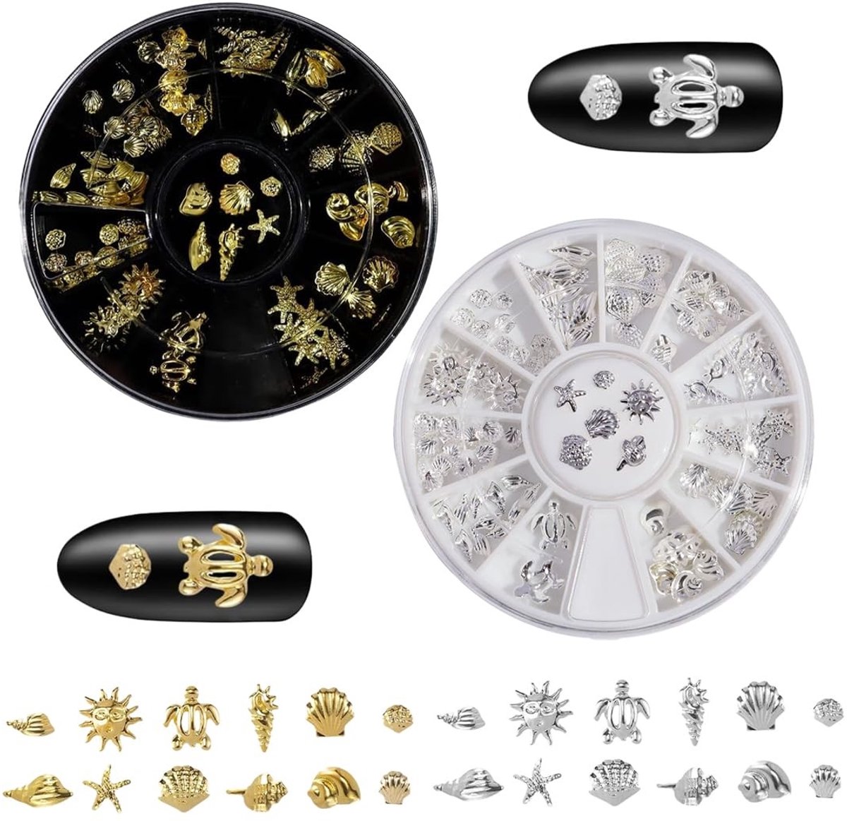 Dailygoods - Set van 2 Oceaanbedels voor Nailart in Diverse Ontwerpen