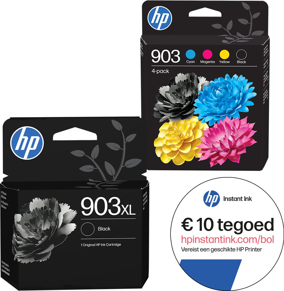 HP 903 & HP 903XL - Inktcartridge - Origineel - Kleur & 2x Zwart + Instant Ink tegoed