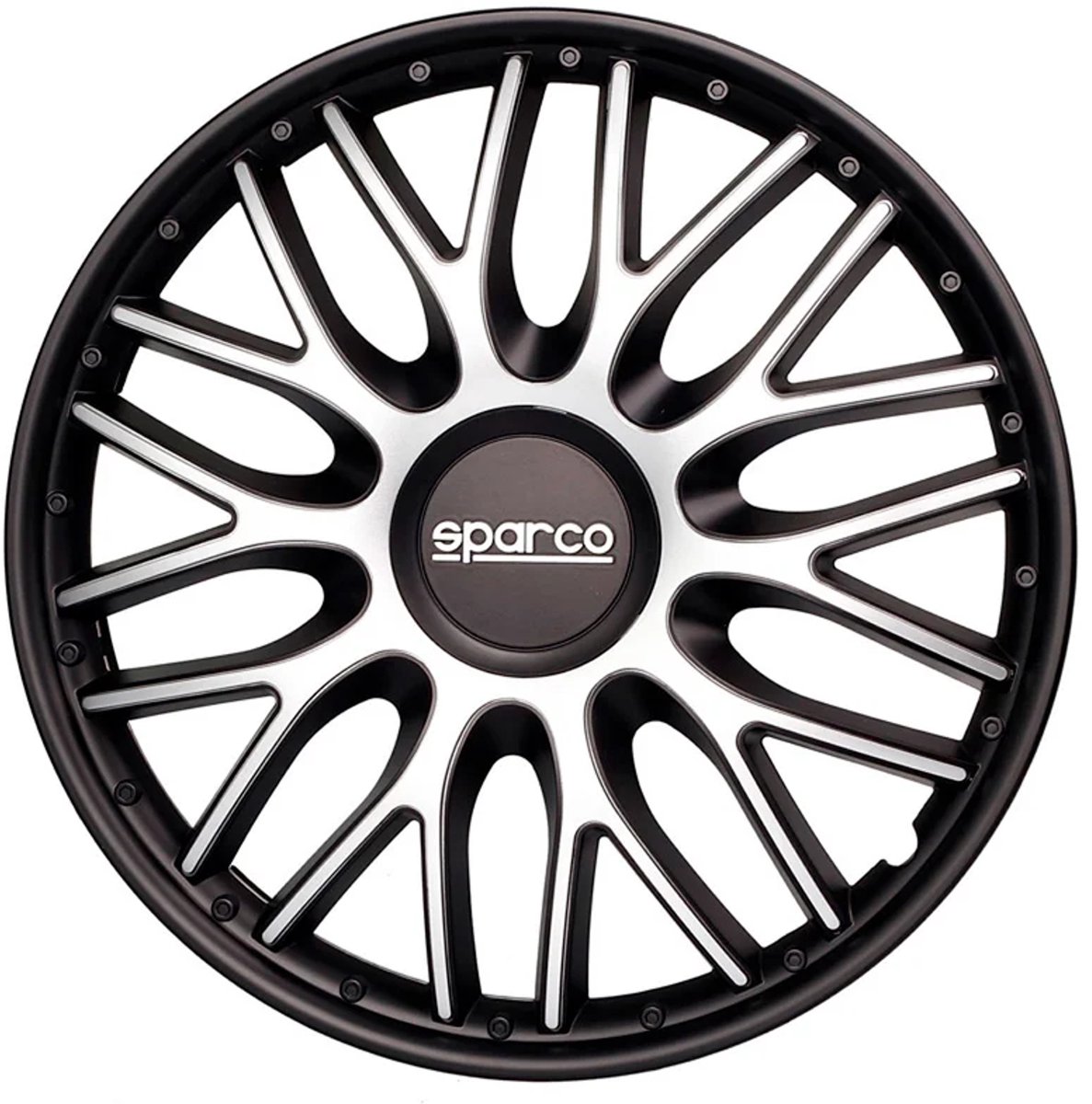 4-Delige Sparco Wieldoppenset Roma 15-inch zilver/zwart