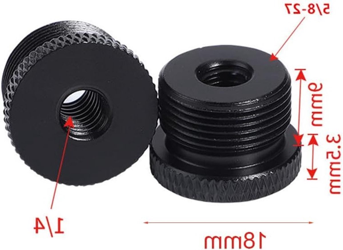 Statief Schroefdraadadapter 5/8 naar 1/4 inch voor Microfoonstandaard - Draadhuls Cameramonitor Statief