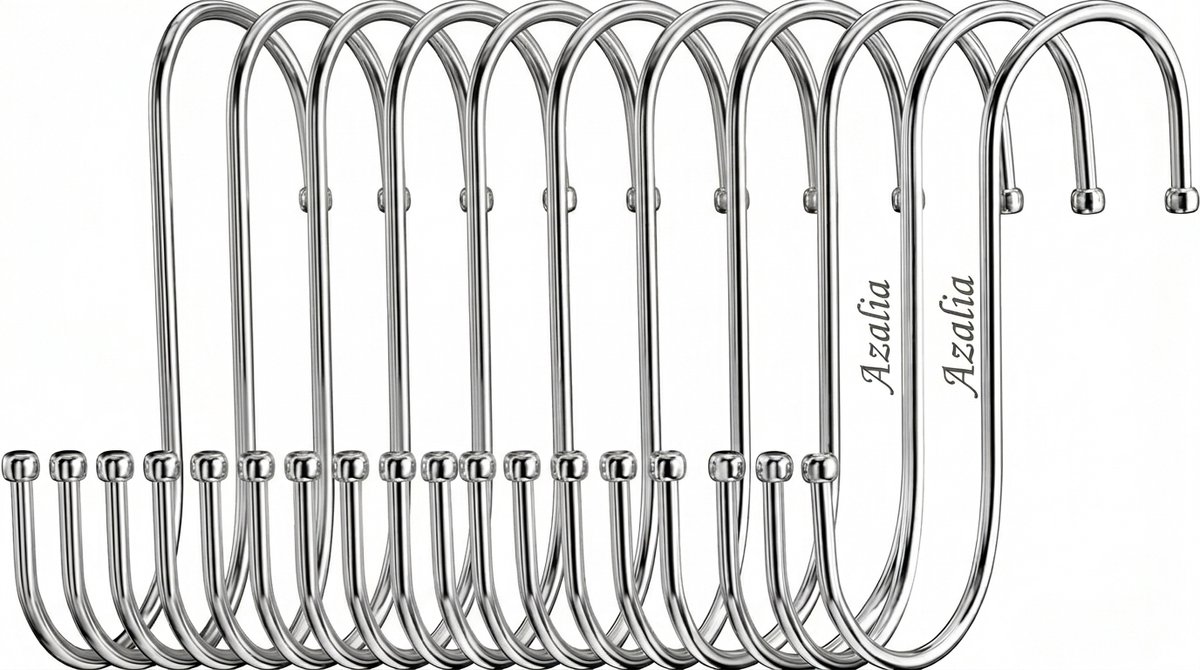 10 stuks S-haken, S-haken van roestvrij staal, robuuste metalen haken voor het ophangen van kopjes, potten en kommen, geschikt voor keuken, woonkamer, badkamer, tuin, kast