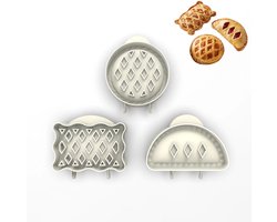 3-delige set - Appeltaart bakvormenset – Bakvormen – Gebakvormen – Mini taartvormen – Koekjesvormen – Handgemaakte ronde taartvormen – Perfect voor het bakken en maken van zelfgemaakte appeltaarten (wit)