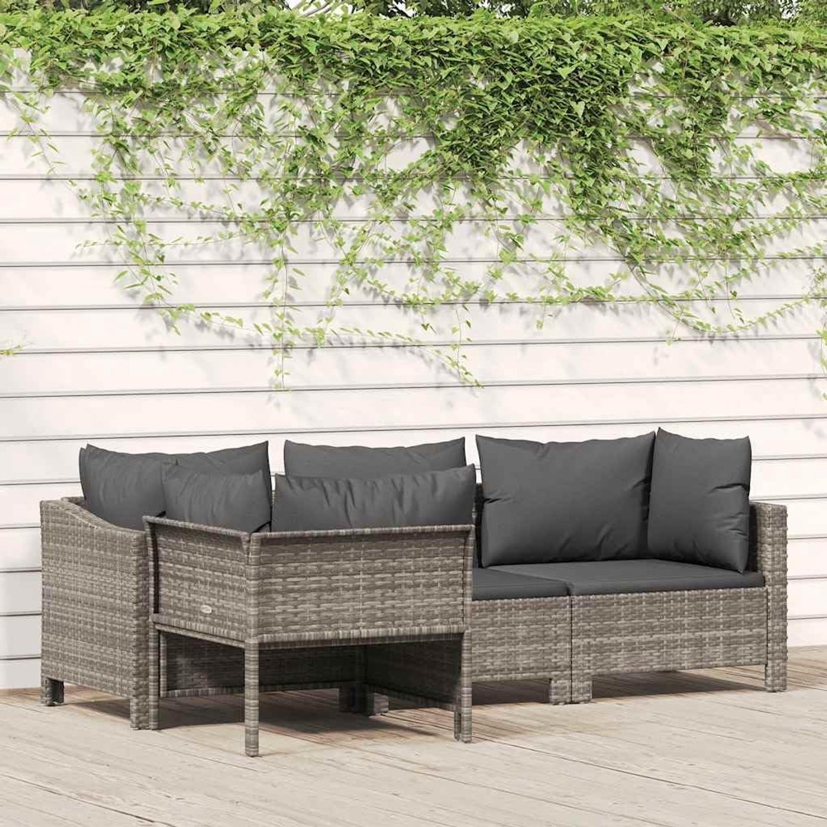 Luxe XL Tuinset van Handgeweven Bruin PE-Rattan met Waterafstotende Kussens en Stevig Stalen Frame voor Tuin, Terras en Veranda – Maat M