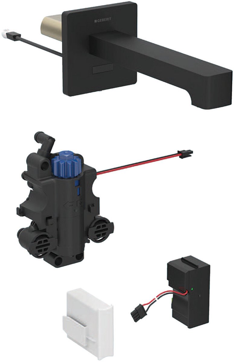 Geberit Brenta wastafelmengkraan, 170mm projectie, met thermostatische mengkraan, netvoeding, voor inbouwdoos, 116.277.14.1