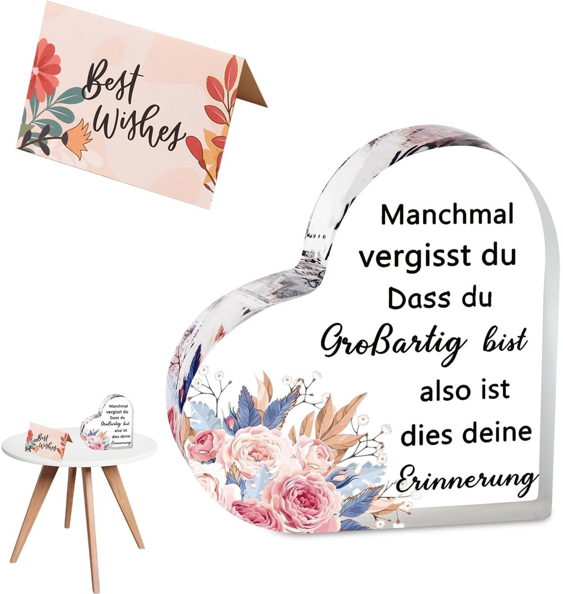 Dailygoods- Hartvormige Standaard - Decoratieve Plexiglas Decoratie - Luxe Wenskaarten - Feestdecoratie Bruiloft - Tafel/Muurversiering - Duurzaam Design