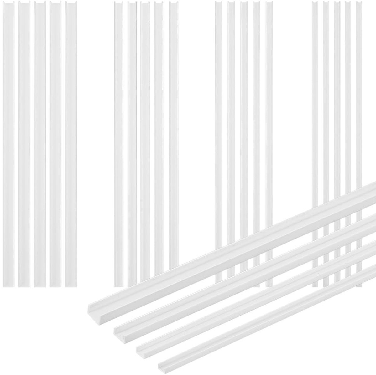 Dailygoods- ABS-kunststof 20 Stuks - Vierkante Staven - DIY Projecten - Zandtafelmodellen - Poppenhuizen - Diverse Afmetingen 250 x 5/6/8/10 mm - Modelbouw