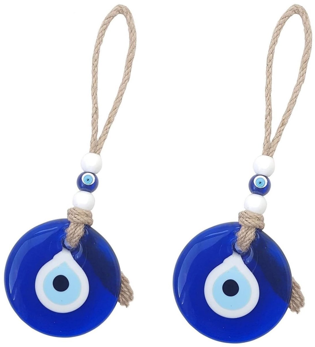 Dailygoods- Boze Oog Geluksbrenger - Wanddecoratie - Amulet van Gekleurd Glas - Talisman - 2 Stuks - Diameter 5 cm
