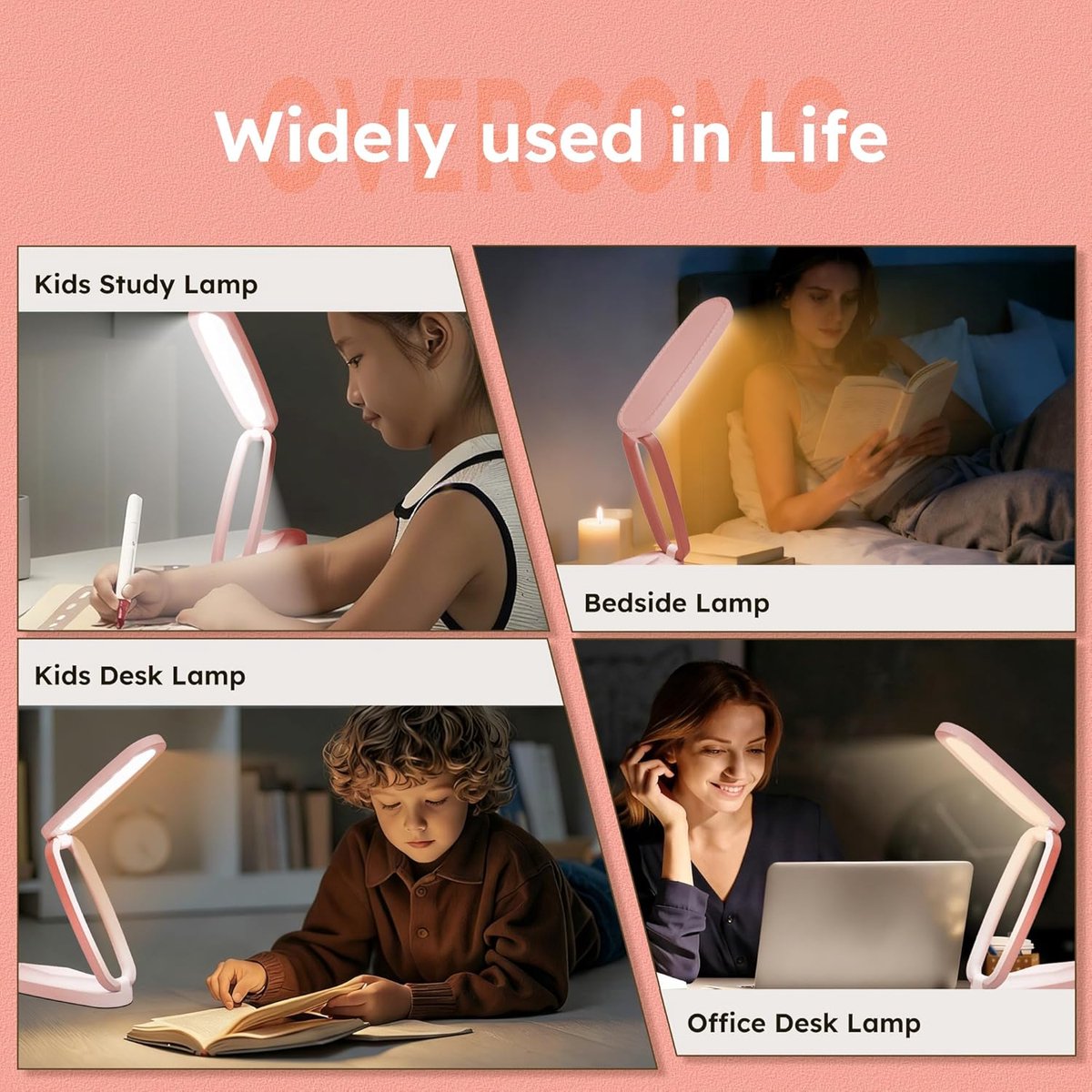 ZVD Roze oplaadbare bureaulamp – Compacte, draadloze LED-leeslamp op batterijen voor kantoor en thuis; opvouwbaar en draagbaar, dimbaar met 3 kleurtemperaturen en instelbare helderheid. — cadeau in Gadgets - foto 5