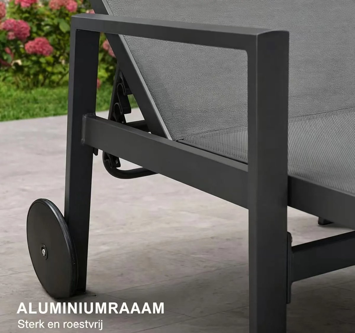 Purple Leaf Ligbedden met wielen en armleuningen - Set van 2 met salontafel - Grijs