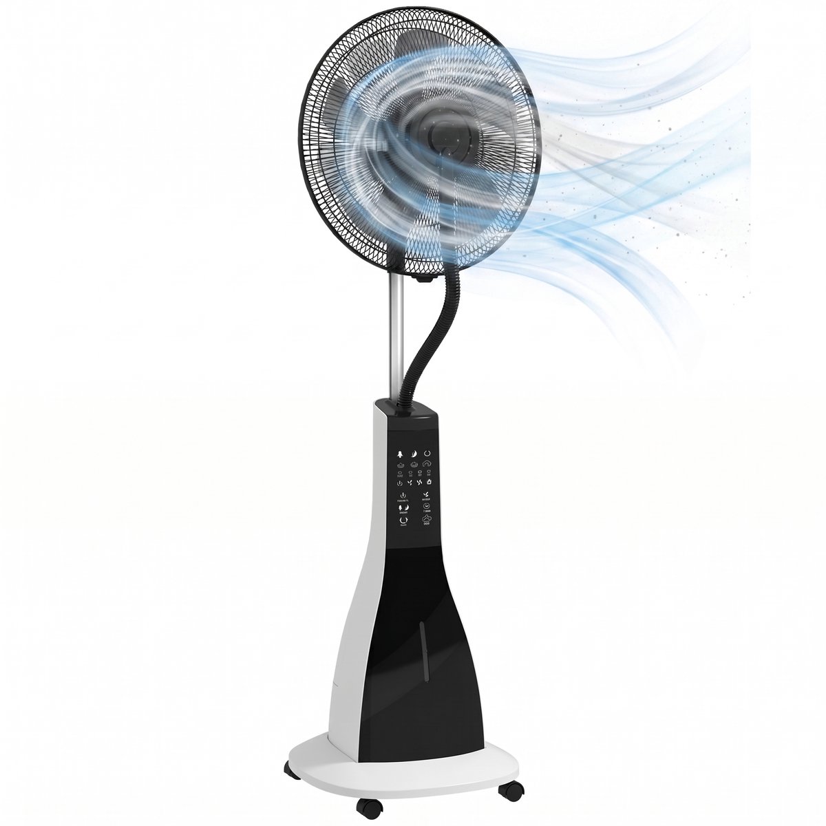 Ventilator - Bladloze torenfan -met 3L Watertank - 120cm Vloerventilator met Waternevel - 3 Snelheden, Timer & Afstandsbediening - Zwart