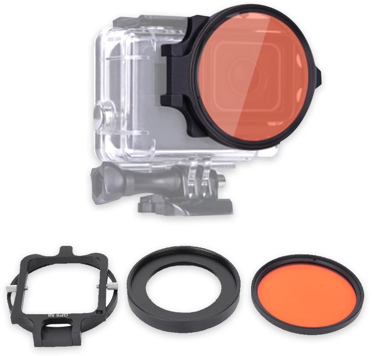 Dailygoods - Rood Duikfilter 58 mm met 16x Macro Lens voor Actiecamera