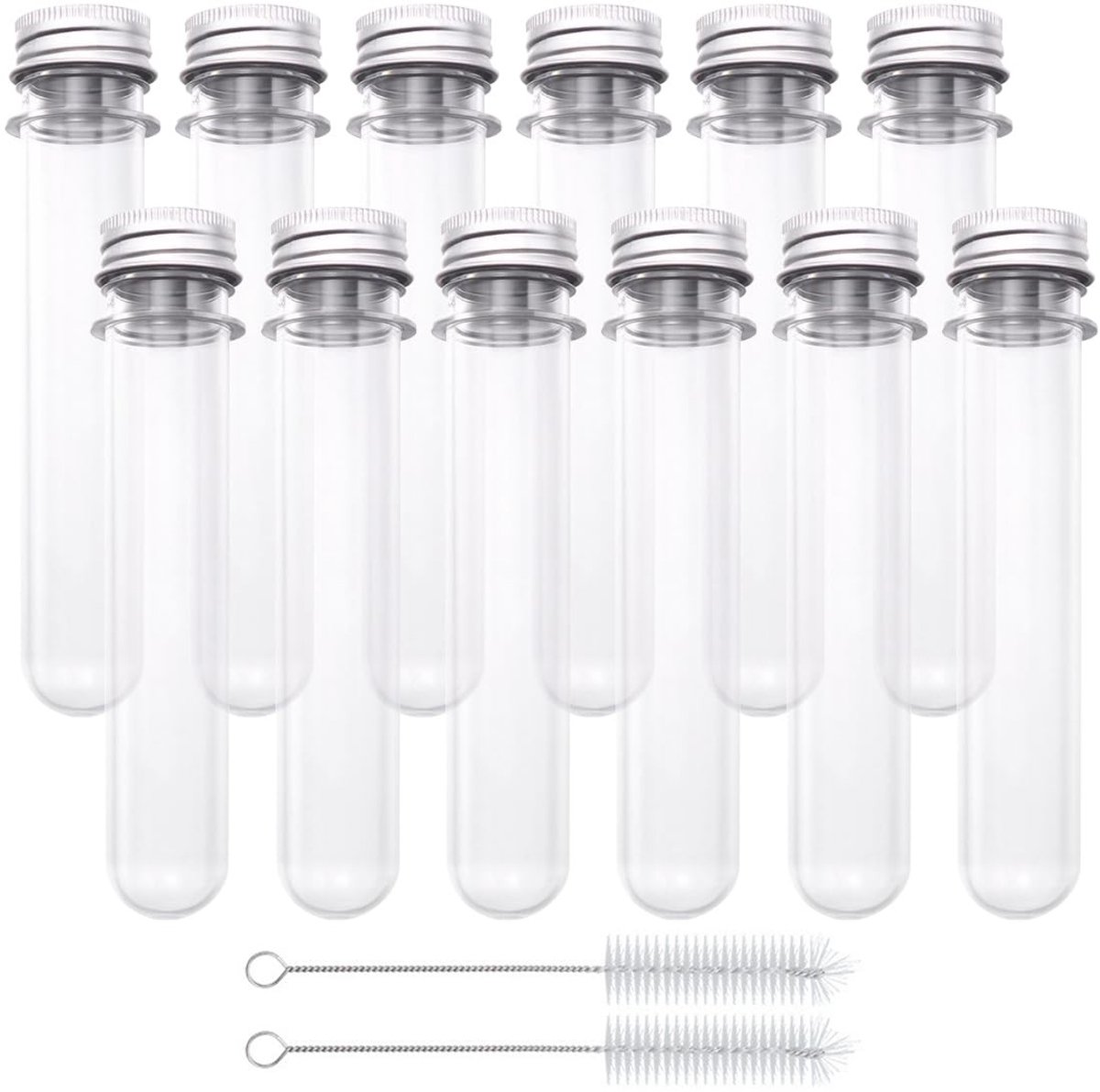 Dailygoods- Proefbuis 45ml - Set van 12 - Met Schroefdop - Transparant - Voor Laboratorium/Creatief Gebruik - Robuust en Lekvrij - Laboratoriumtubes