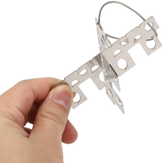 Dailygoods- Picknickfornuis Draagbaar - Roestvrij Stalen Beugel - Multi-brandstofcompatibiliteit - Stabiele Constructie - Lichtgewicht - Afmetingen 9,6 x 2,9 cm - Kampeerfornuis — afbeelding 4