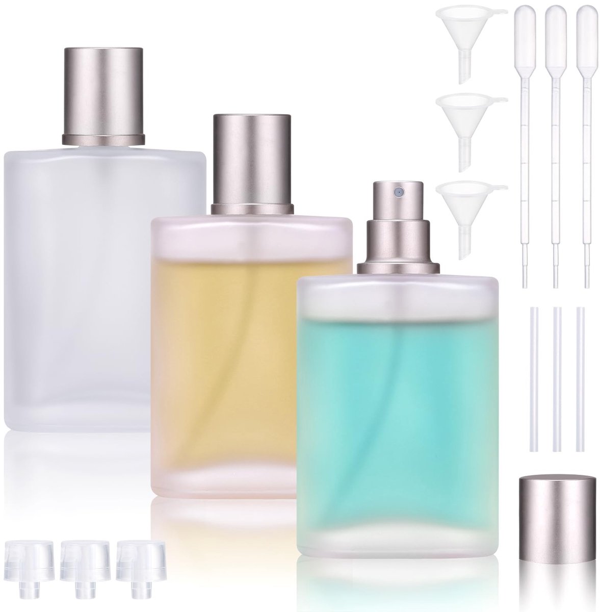 Dailygoods- Parfumverstuiver 50 ml - Navulbare Parfumfles - Reisparfumhouder - Kristalglas - 3 Stuks - Elegant Design