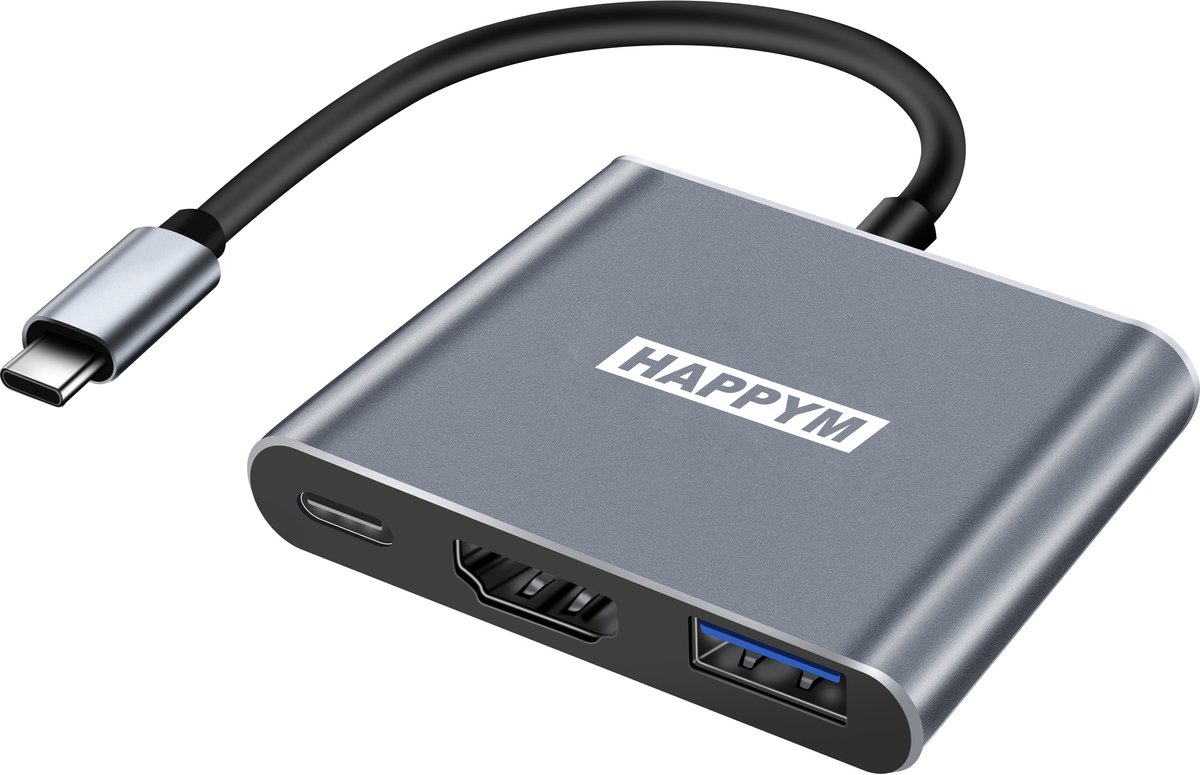 USB-C 3-in-1 Hub - HDMI 4K30Hz - 100W PD - Grijs