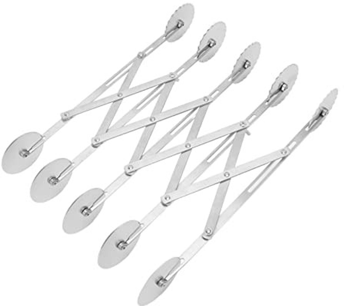 Dailygoods- Pizzasnijder Roestvrij Staal - Multifunctionele Snijder - Vaatwasserveilig - Deegschraper - Gebak Roller - Inclusief 7 Bijlagen - Deegsnijder