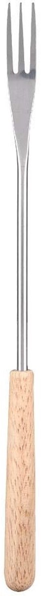 Dailygoods- Barbecue Vork Houten Handvat - RVS Vlees Vork - Roosteren Stok - Camping Vork - 26.5 cm - Lichtgewicht - Grillvork