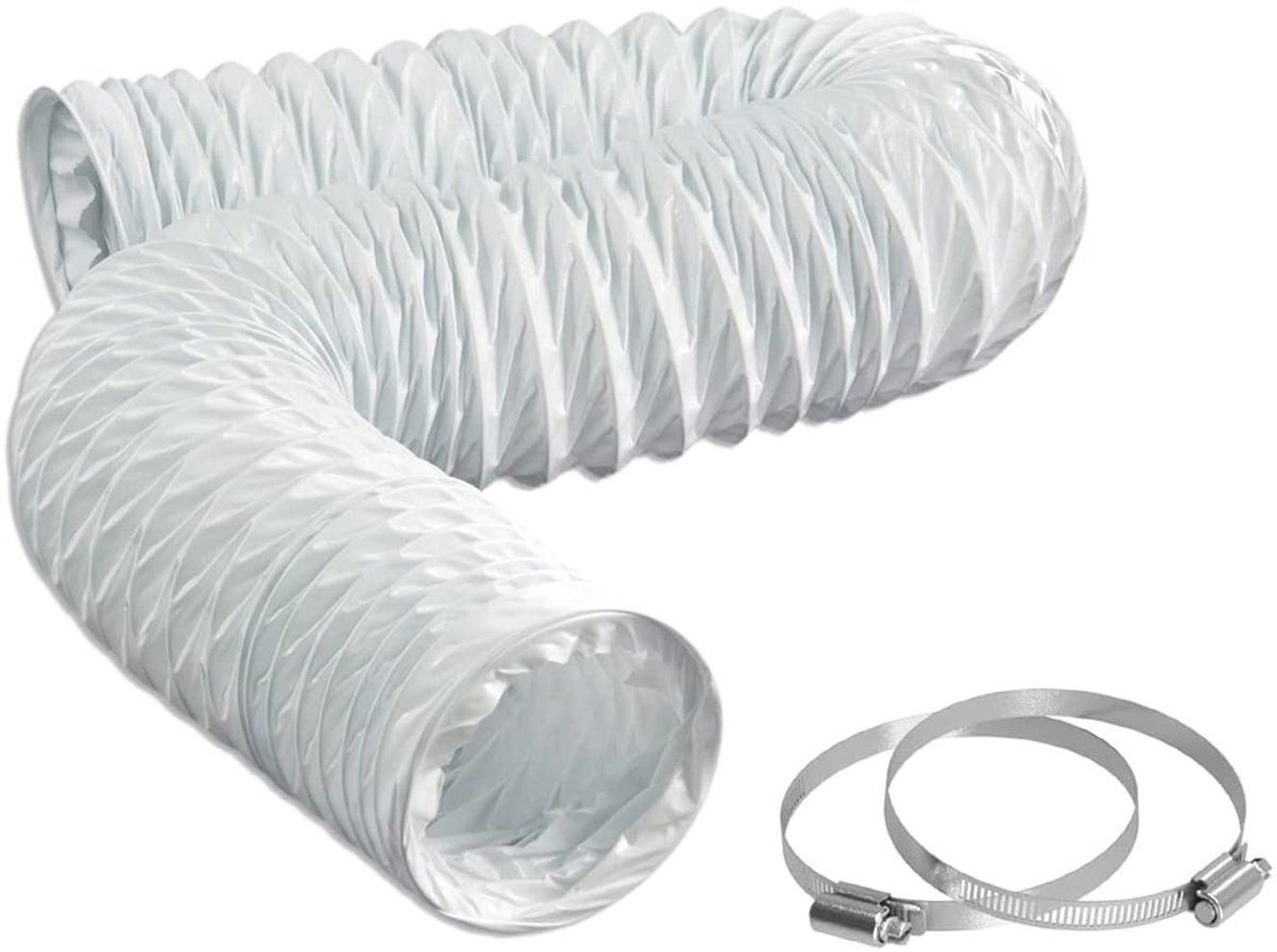 Dailygoods- Ontluchter Flexibele PVC - Afvoerslang Ø 80mm - Lengte 2,5m - Geschikt voor Wasdroger/Airco - Waterdichte Afdichting - Roestvrijstalen Klemmen