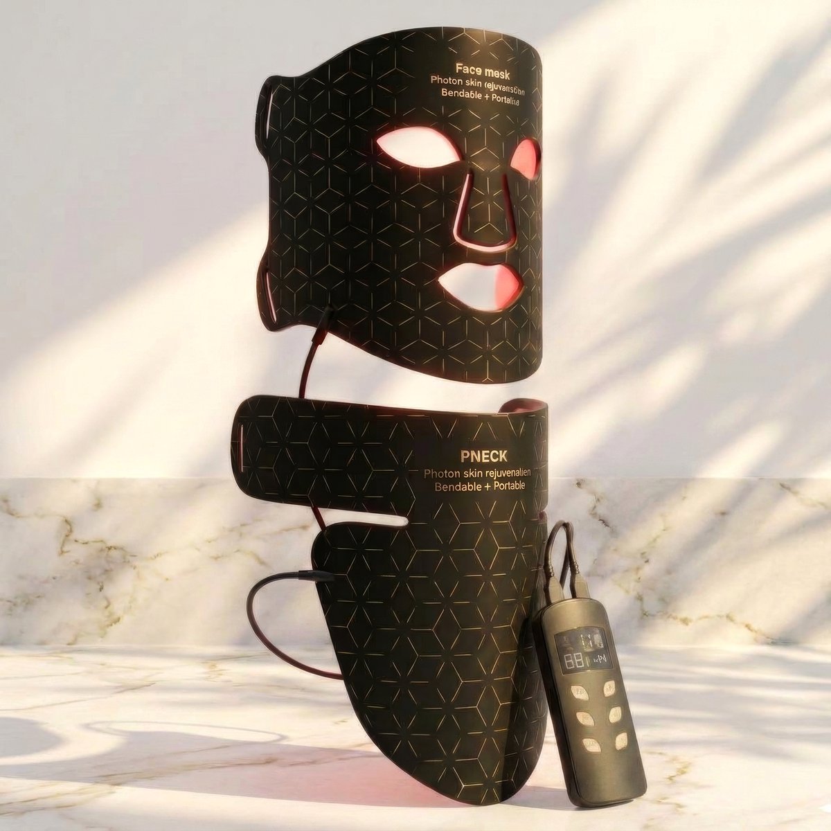 Nederglow® XL LED Gezichtsmasker – 4 Kleuren Lichttherapie met Timer – Collageen Stimulerend Masker – Infrarood en Rood Licht Therapie – Acnebehandeling en Huidverbetering