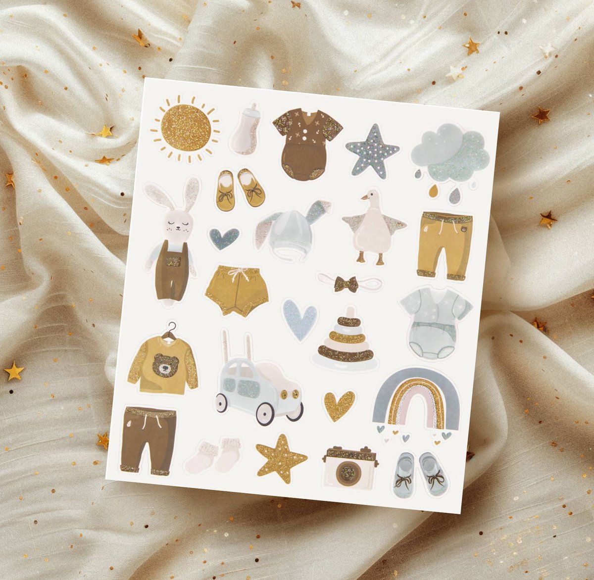 Baby Jongen Stickers - Stickers Geboorte - Geboortekaartje Knutselen - Baby Stickers - Luxe Stickervellen - Stickervellen Baby - Geboorte Jongen — afbeelding 4