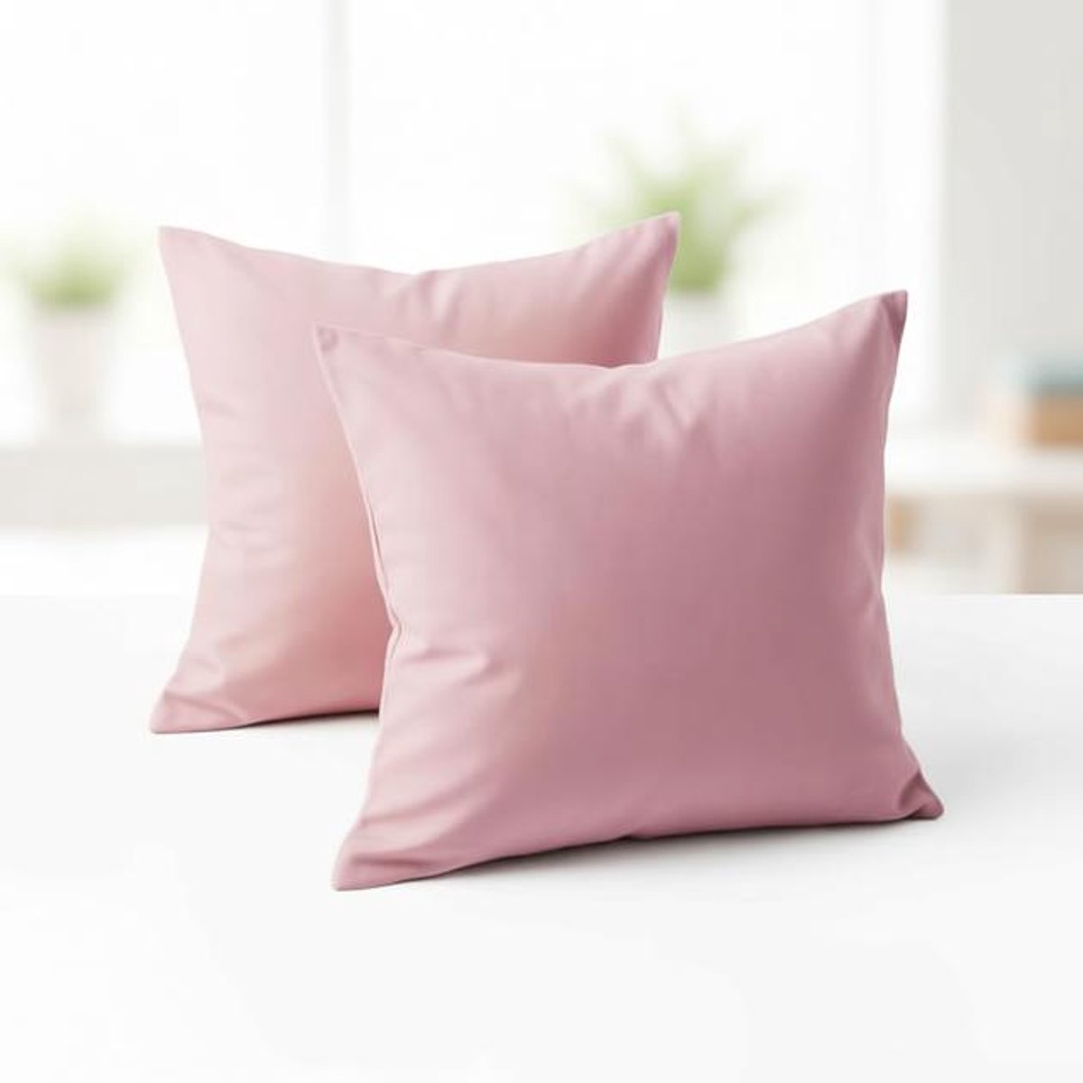 ElleMooi Set van 2 kussenslopen 50x50 cm - Versterkt katoen - 57 draden/cm² - Roze - Oeko-Tex gecertificeerd