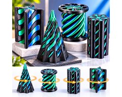 Tolvia Fidget Toy Set - 4 Stuks 3D Geprinte Optische Illusie Fidget Speeltjes - Sensorisch Speelgoed voor Stressvermindering, Focus en Ontspanning - Anti Stress Bureau Gadget voor Kinderen en Volwassenen - Blauwgroen