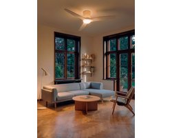 CREATE - Plafondventilator stil 40W (Ø132cm) - Met licht LED - Afstandsbediening - 6 snelheden - Programmeerbaar - WIND CALM CUSTOM RATTAN