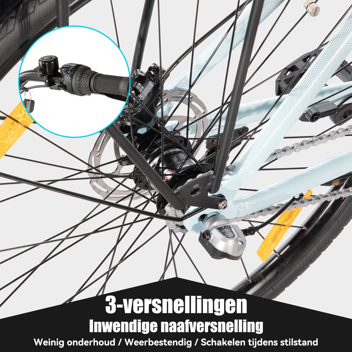 HILAND Overstreet E-Bike Dames - 28 inch - Hydraulische Schijfremmen - 3 Speed Naafversnelling - 250W - 10.4Ah Accu - Lage Instap thumbnail 5