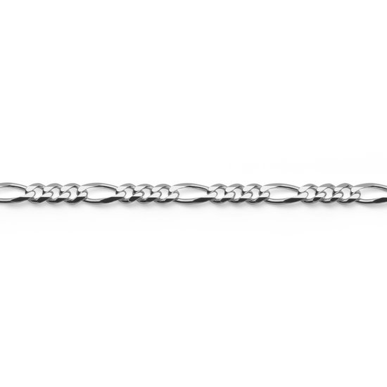 Zilverkleurige Figaro ketting op een witte achtergrond.