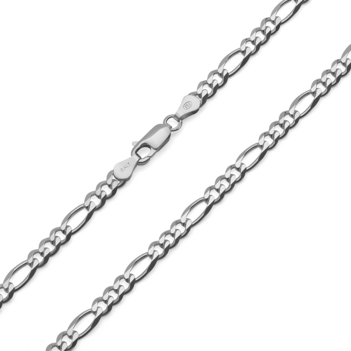JUXE24-Figaro ketting-Figaro chain-massief 925 zilver-4,5 mm breed-55 cm lang-17 gram-6 zijdig geslepen