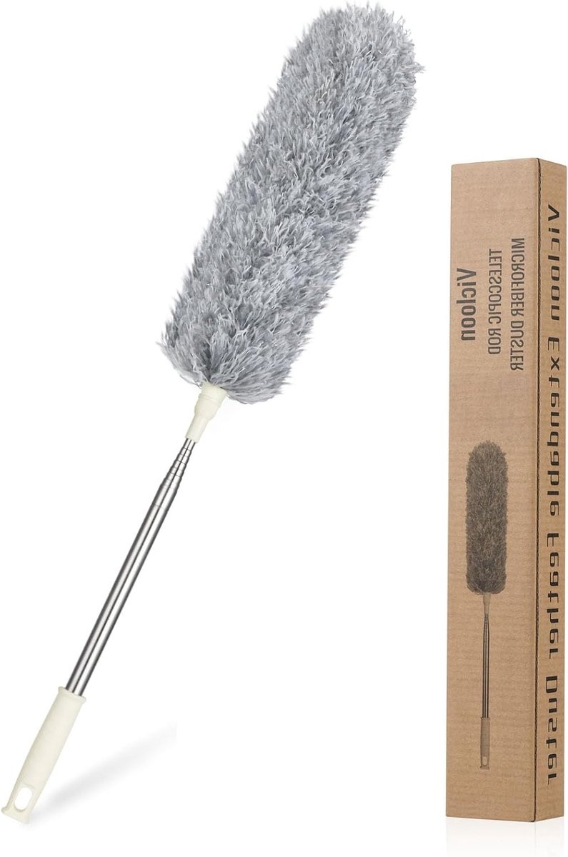 Telescopische Microvezel Stofdoek met Reinigingsborstel - Tot 243 cm Lengte, Buigbaar en Wasbaar