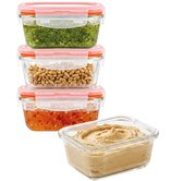 Lock & Lock Glass (mini) contenants pour aliments frais | plats à four avec couvercle - Lot de 4 pièces - 160 ml - 11 x 9 cm