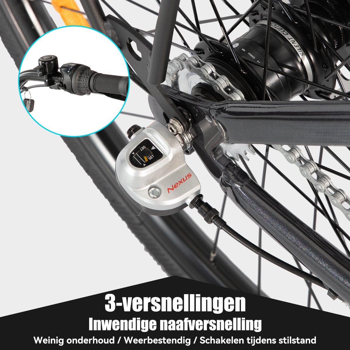 HILAND Overstreet E-Bike Dames - 28 inch - Hydraulische Schijfremmen - 3 Speed Naafversnelling - 250W - 10.4Ah Accu - Lage Instap thumbnail 3
